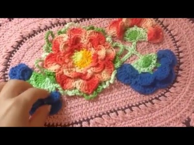 Tapete oval de crochê favo de mel parte 3