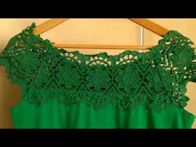 Blusa verde de viscose com detalhes em renda no decote e na manga
