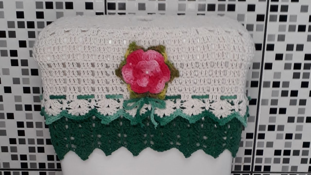 Capa da caixa acoplada de crochê fácil bico duplo do jogo de banheiro  "MAYSA "