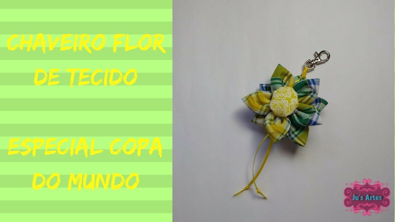 Chaveiro Flor de Tecido - Especial Copa do Mundo