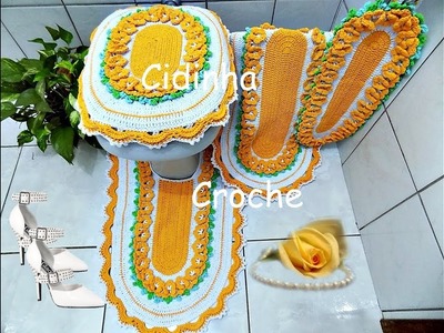 Cidinha Croche: Jogo de Banheiro em Croche - Tapete Pia - #Vídeo 1
