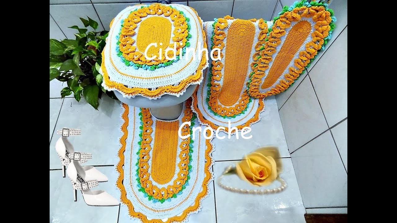 Cidinha Croche: Jogo de Banheiro em Croche - Tapete Pia - #Vídeo 1