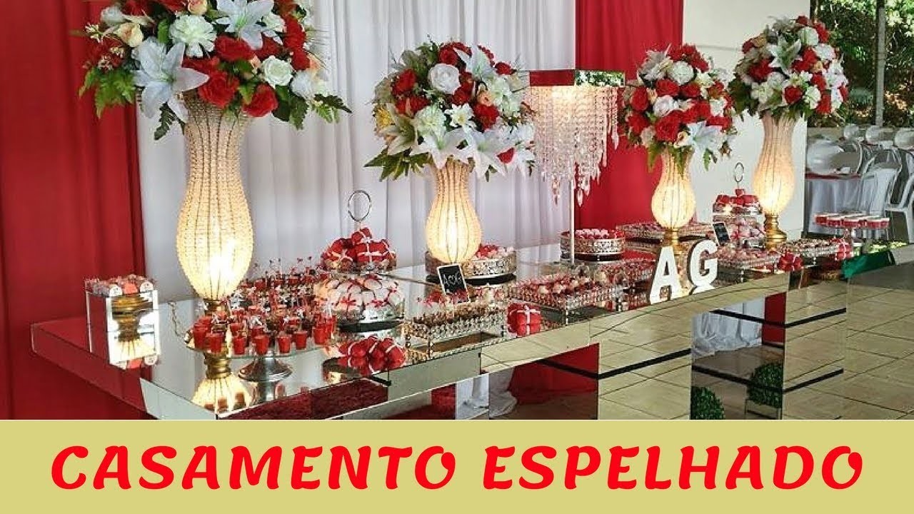 Decoração de festa de casamento Branco e Vermelho- Bellas Festas