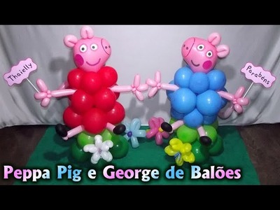 Decoração de Festa tema Peppa Pig e George de Balões . Arte com Balões. Ideias