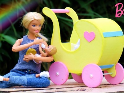 Diy Carrinho de Bebê para Barbie com Papelão Como Fazer coisas para Bonecas Super Toy Kids Miniatura