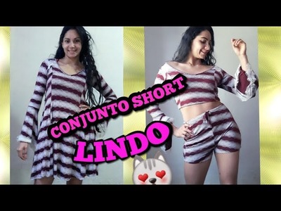 DIY: TRANSFORME VESTIDO EM UM CONJUNTO DE SHORT LINDO????❤