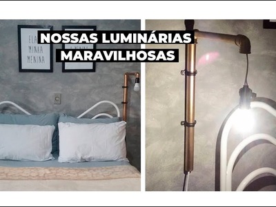 NOSSA LUMINÁRIA COM CANO PVC DOURADO - DIY INDUSTRIAL