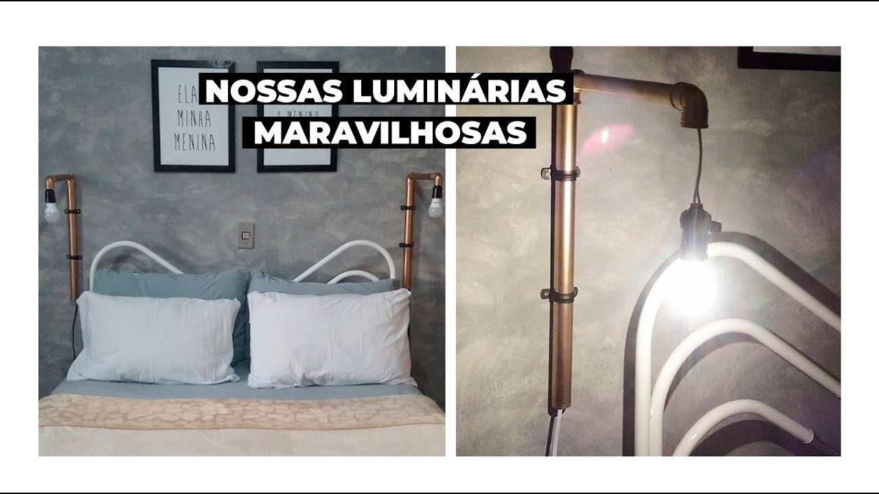NOSSA LUMINÁRIA COM CANO PVC DOURADO - DIY INDUSTRIAL