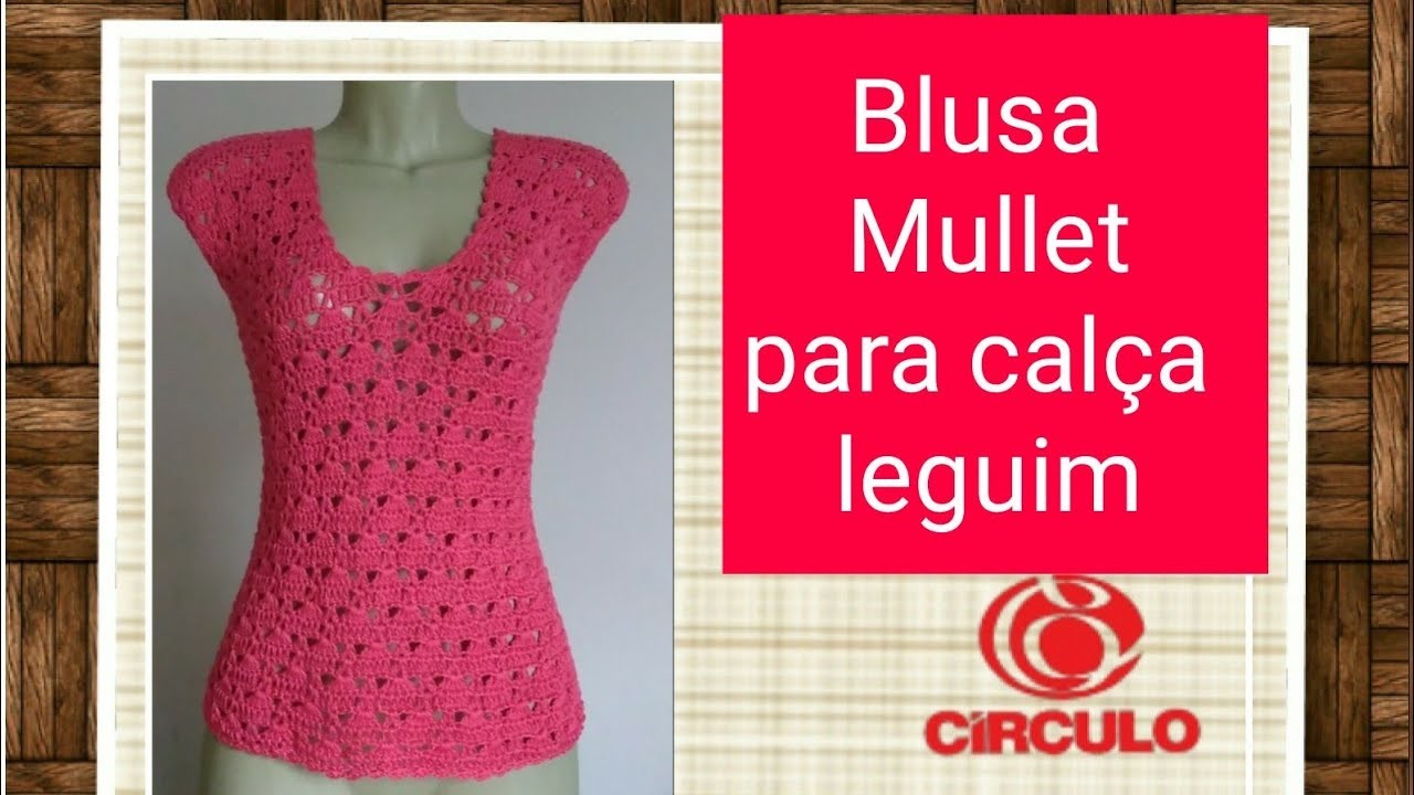 Versão canhotos:Blusa Mullet para usar com calça legging em crochê (tam. M grande) # Elisa Crochê