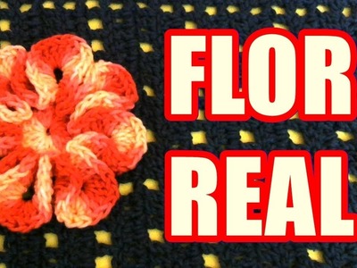 {BFA} Flor Real em #Crochê  [ SÓ 3 CARREIRAS ] Para tapete de Crochê - Canhoto #beloefácilartesanato