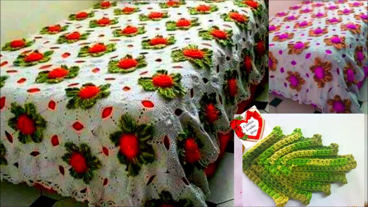 Colcha em Crochê - Folha Amoreira em Crochê