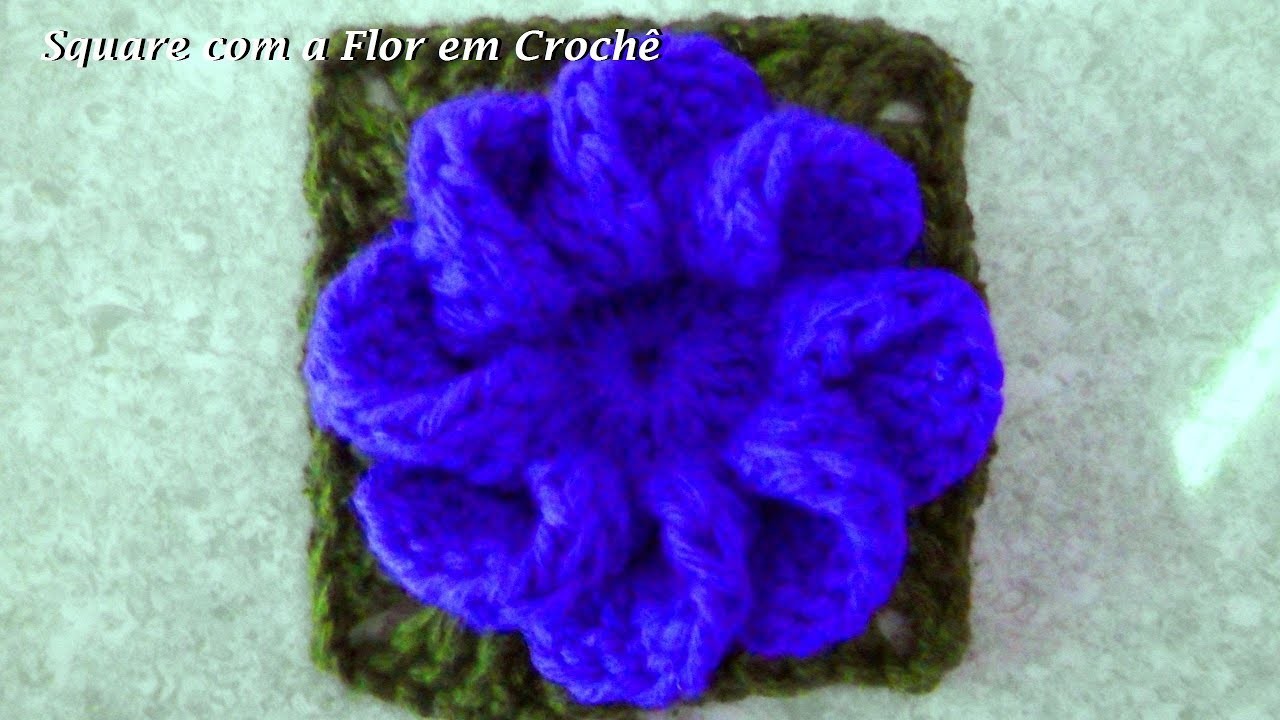 Square com a Flor em Crochê