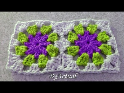 SQUARE RASTEIRINHA PARA TAPETES. Flor de Crochê para iniciantes (crochet flower) #ByActual