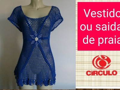 Versão canhotos:Vestido ou saída de praia em crochê (42.44) # Elisa Crochê