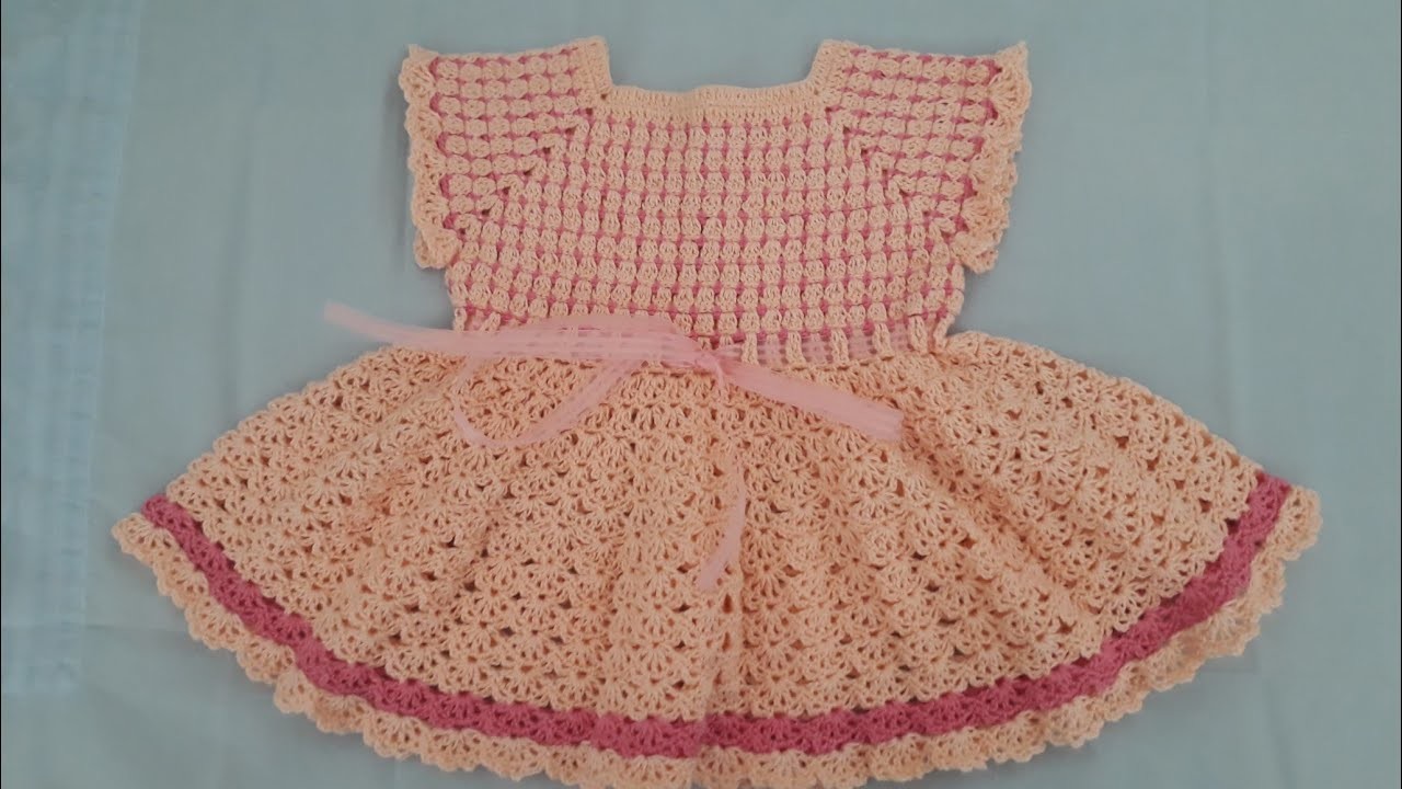 Vestido de crochê para princesa de 6 a 9 meses.
