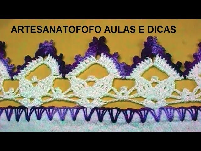 Barrado bicolor em crochê #CANHOTO - CROCHÊ 36 #bicodecroche #barradodecroche