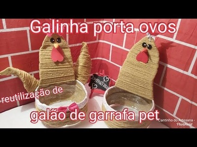 ### CESTA PORTA OVOS DE GALÃO DE GARRAFA PET ###