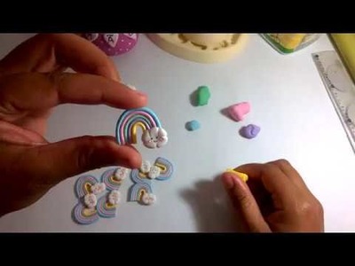 Como fazer Aplique arco - íris de biscuit para laço ,modo fácil ^^