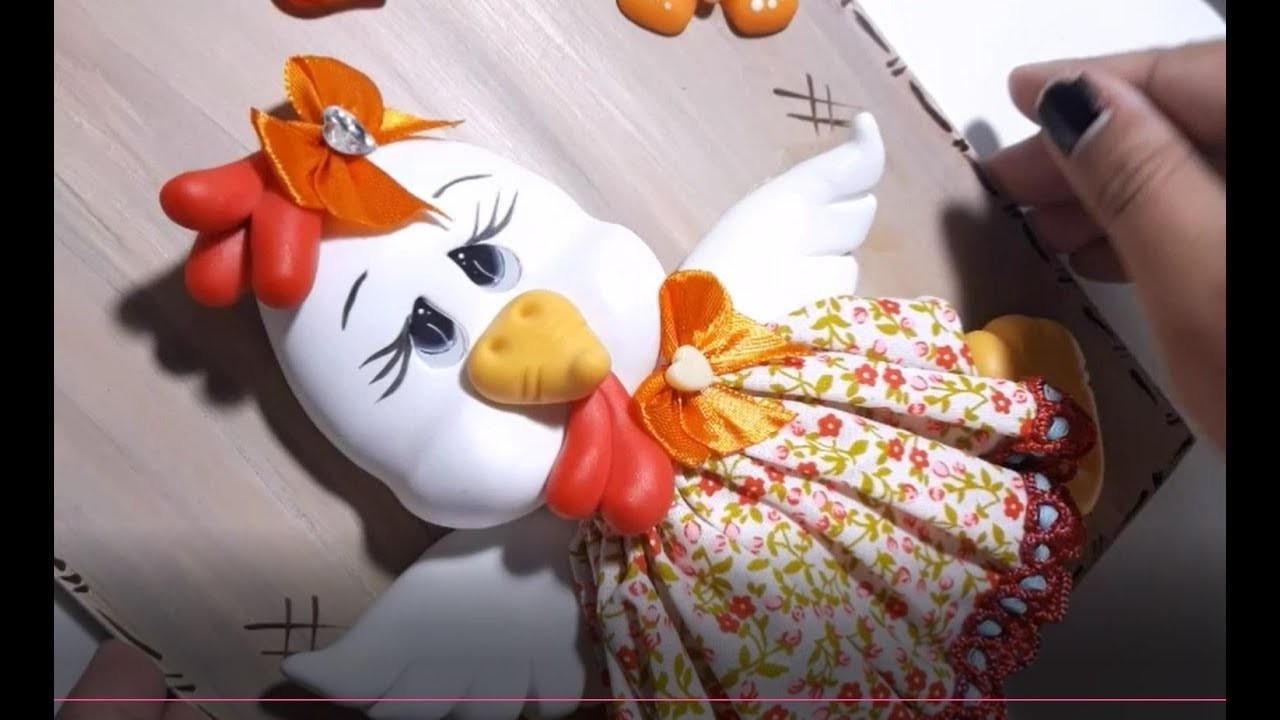 DIY- Fran aulas - tábua decorada galinha biscuit