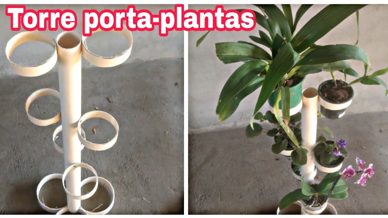 Suporte para plantas, feito com cano PVC
