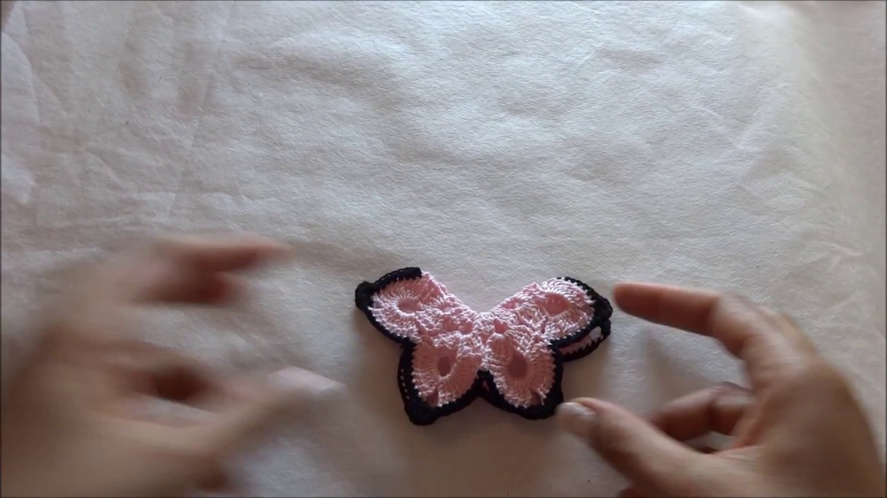 Flor de crochê - borboleta de crochê (canhoto)