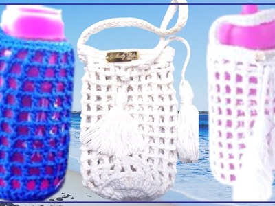 Porta garrafa de agua em crochê (sacolinha) Marly Thibes