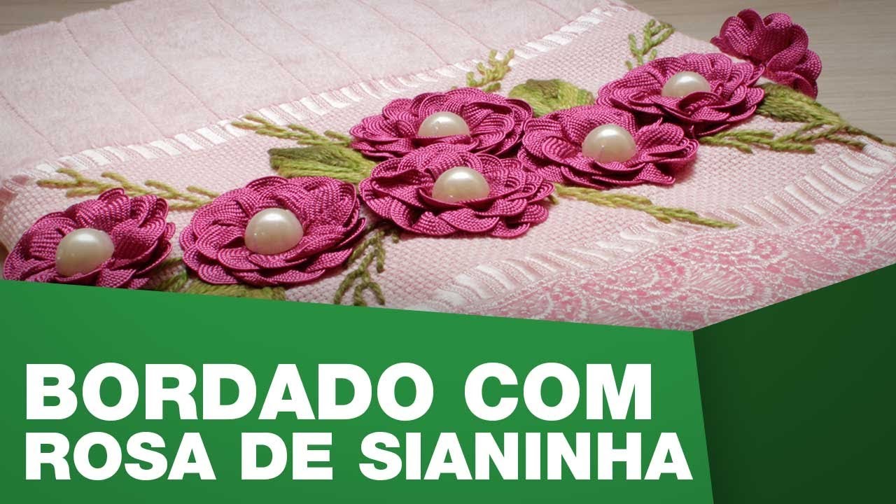 Bordado Rosa de sianinha trançada - Professora Enedina Barbosa