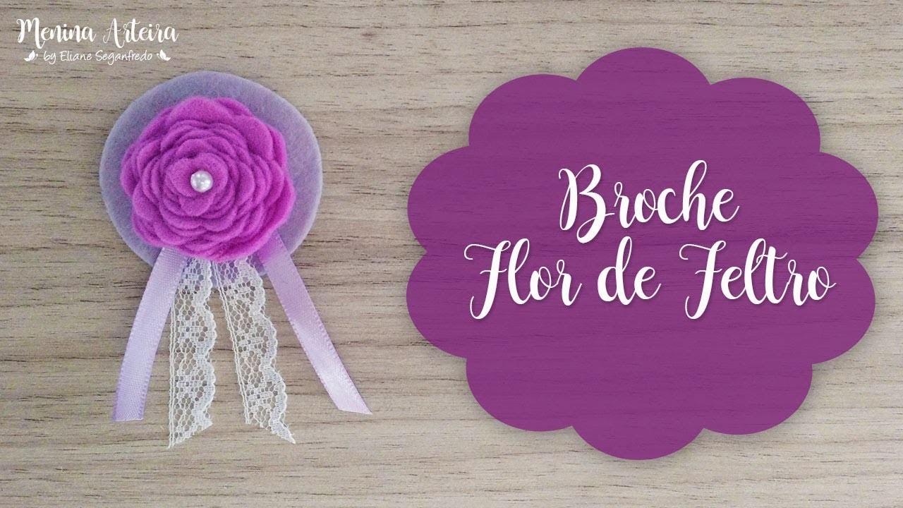 Broche Flor de Feltro - Acessório para Necessaires, Bolsas e Roupas de Bonecas
