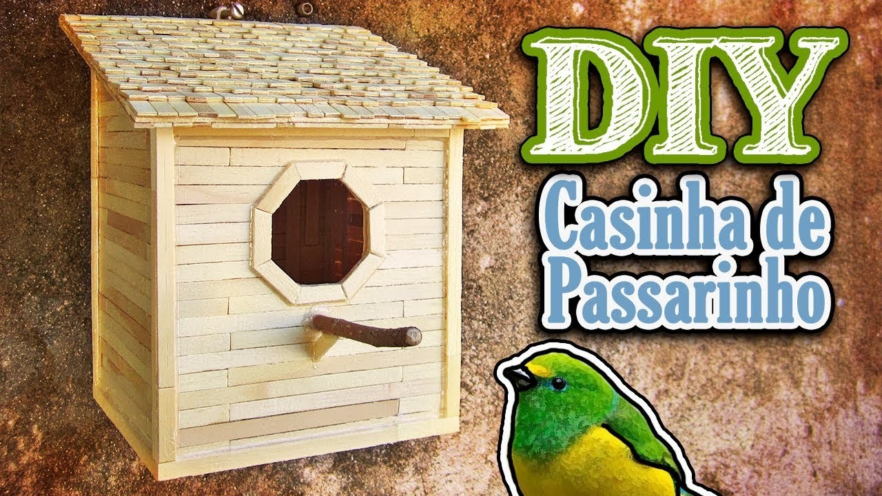 Como fazer uma casinha de passarinho com palitos de picolé | Casa de passarinho 1