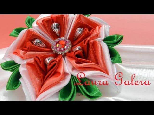 Flor Navidad en cintas  Christmas flower on ribbons  Flor de Natal em fitas