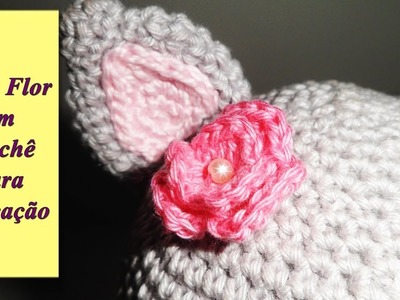 Mini flor em crochê para aplicação