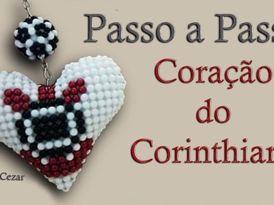 Passo a Passo Coração do Corinthians feito de Miçangas