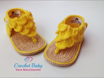 Sandálinha KAMILLY de Crochê - Tamanho 09 cm - Crochet Baby Yara Nascimento