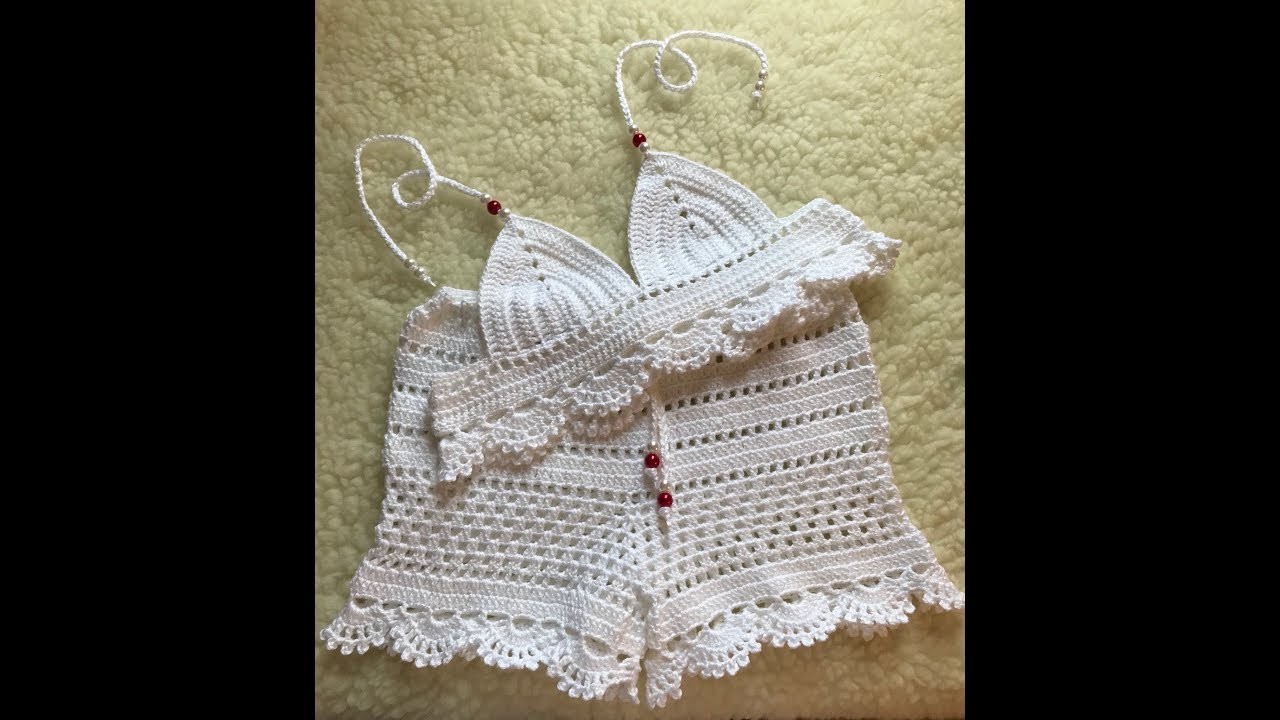 Shorts de crochê tamanho 2-3 anos (conjunto com cropped)