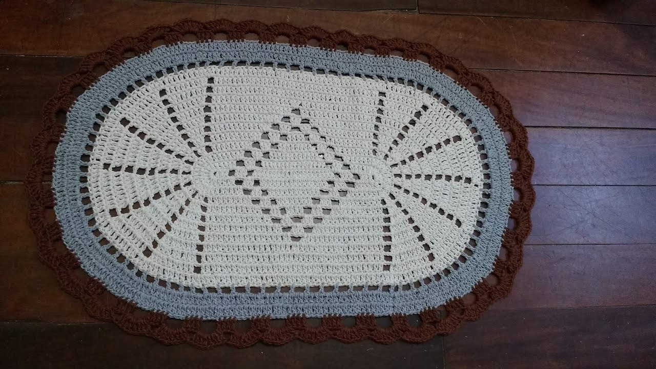 Tapete de crochê oval pequeno, fácil de fazer ( 1.3)