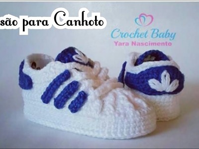 Versão CANHOTO: Tênis ADIDAS de crochê - Tamanho 09 cm - Crochet Baby Yara Nascimento