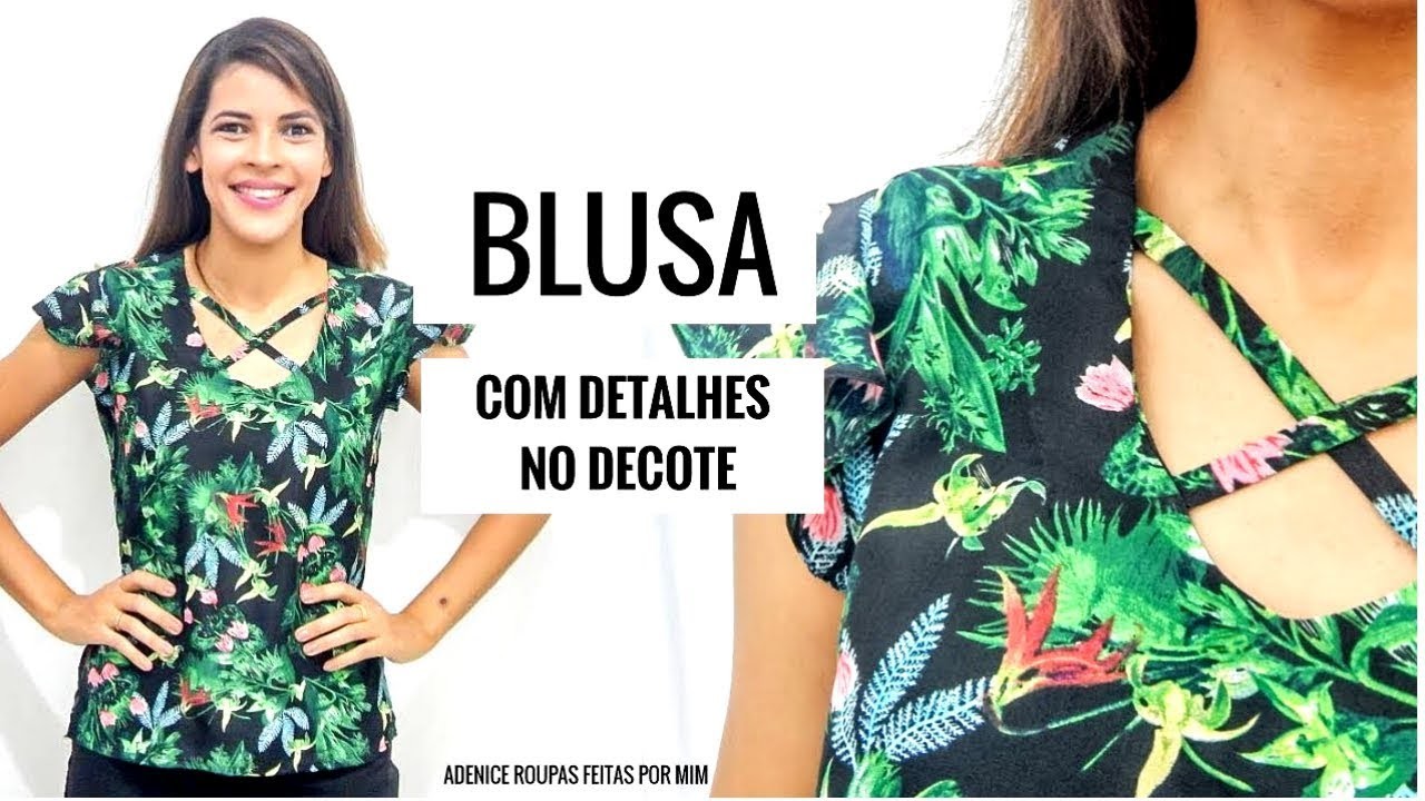 CORTE E COSTURA BLUSA DETALHES NO DECOTE