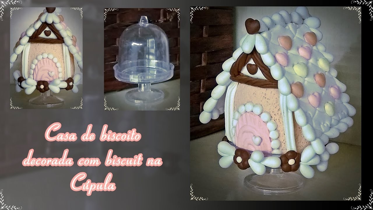 DIY - Casinha de biscoito em biscuit na cúpula - passo a passo de natal