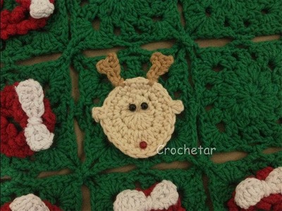 Rena Natal crochê (para aplicação) - Professora Maria Rita