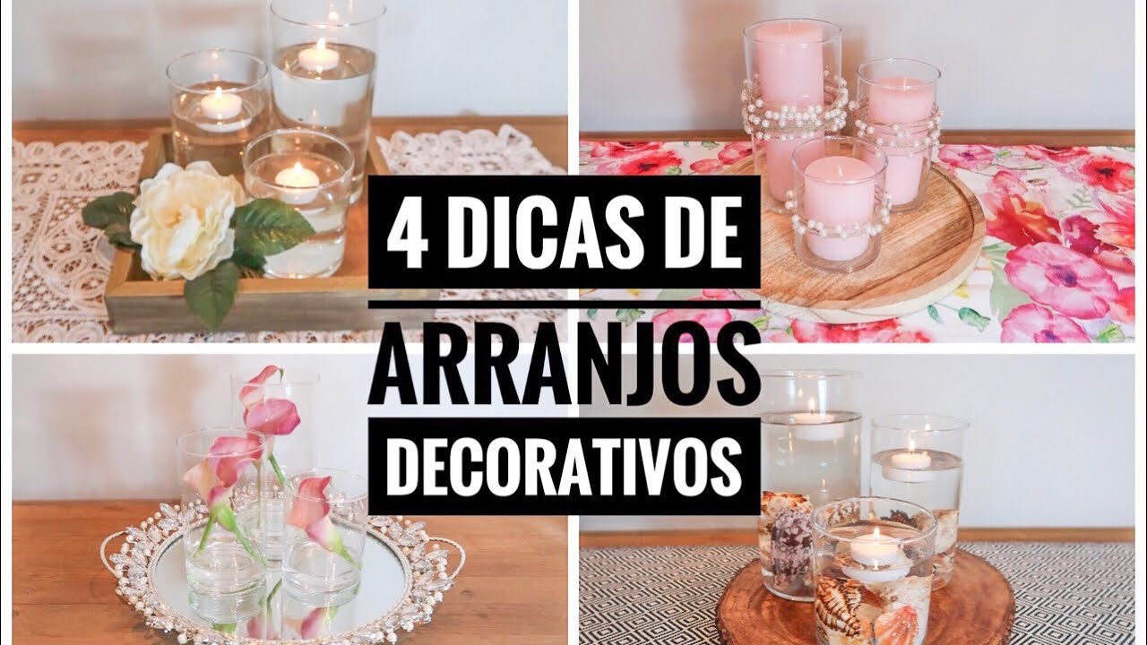 4 centros de mesa com um kit de vasos - arranjos decorativos