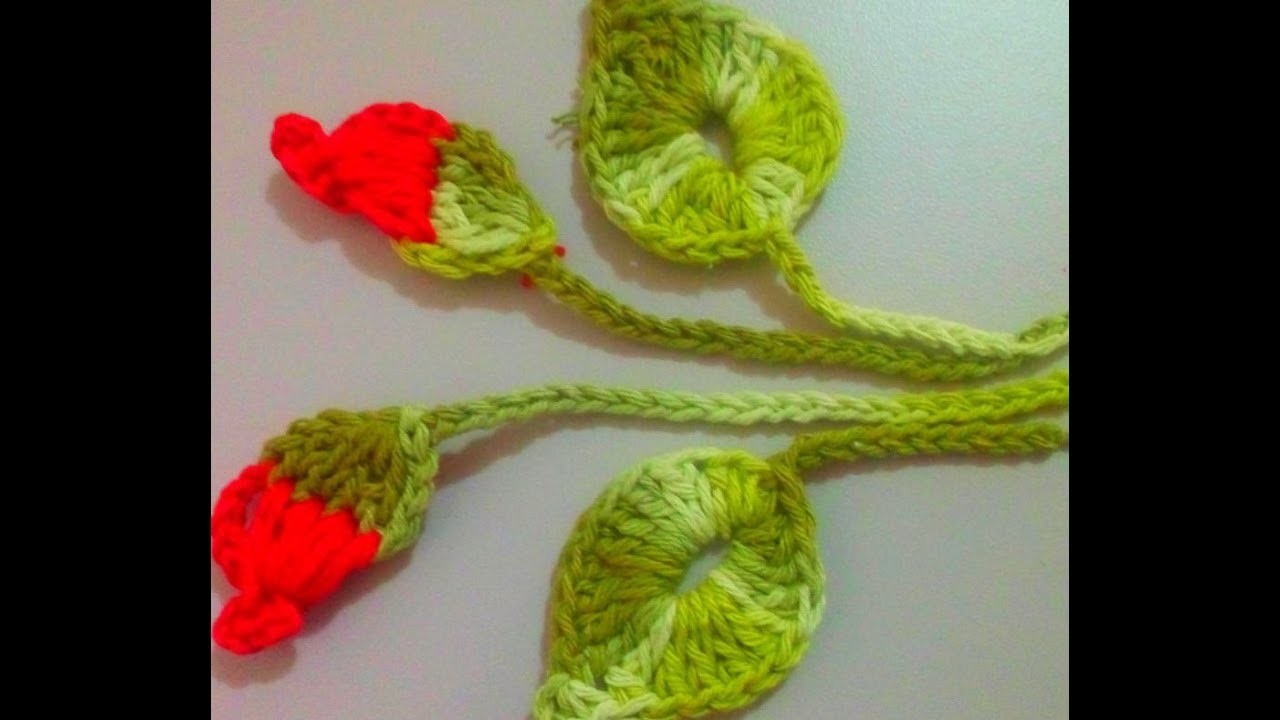 Botões Cordão e Folhas Para Aplicar na Capa do Galão de Água em Crochê Para aplicação