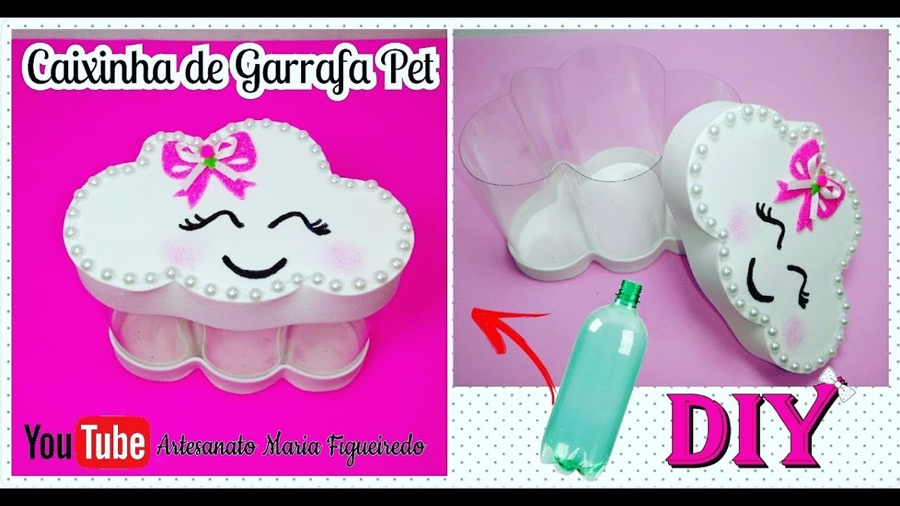 Caixinha de Garrafa Pet em formato de Nuvem - Lembrancinha - Reciclagem de garrafa - Decoração fácil