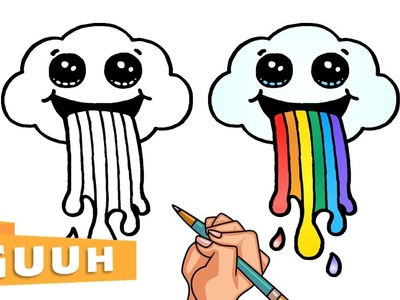 COMO DIBUJAR UNA NUBE VOMITANDO ARCO IRIS KAWAII