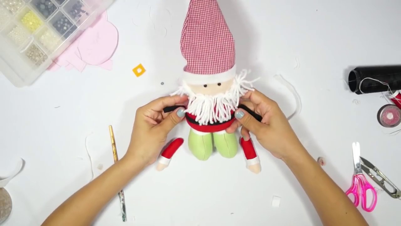 Como fazer Papai Noel de feltro passo a passo - handmade |Sarah Silva|