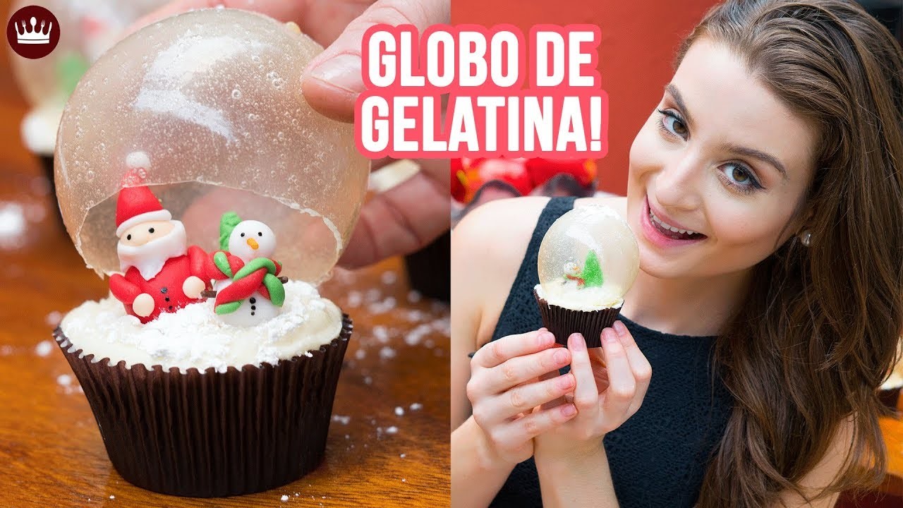 CUPCAKE GLOBO DE NEVE (RECEITA DE NATAL: BOLHA DE GELATINA!) | Cozinha do Bom Gosto | Gabi Rossi