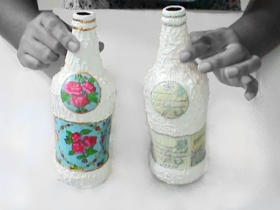 Decoração de garrafa com fundo de latinha