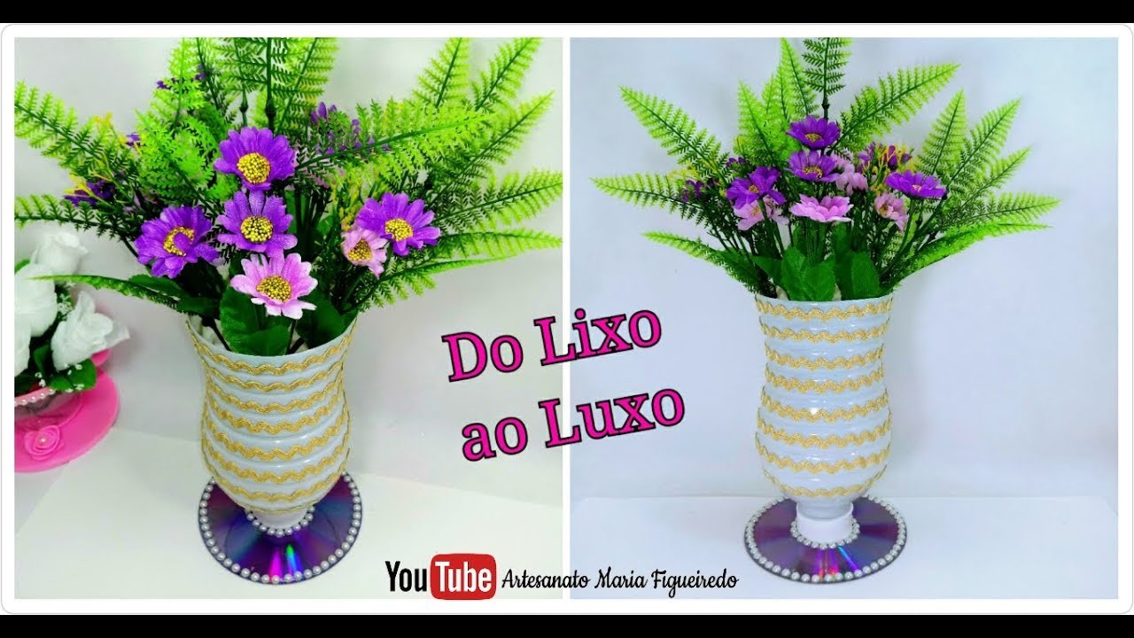 Do LIXO ao LUXO - Vaso feito com Garrafa de Danone - Faça você mesmo - Reciclagem de garrafa Danone