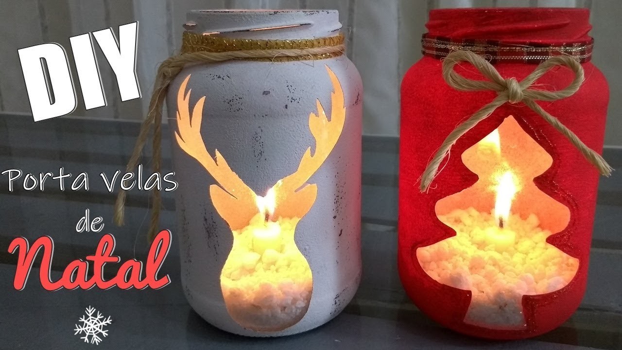 FAÇA VOCÊ MESMO - Porta velas de natal usando pote de vidro!