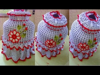 Fotos da Capa do Botijão de gás Natalino em crochê,para usar no Especial de Natal, na Noite de Natal