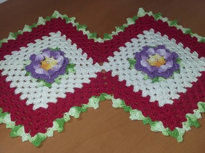 Trilho de crochê Flor Amora #ALDACILENECROCHÊ